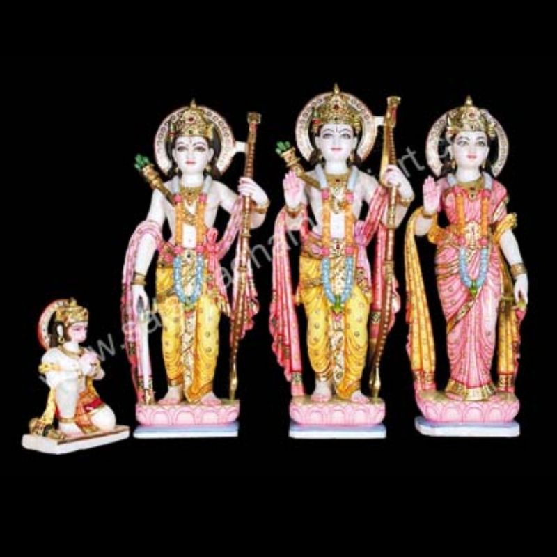Painted Marble Ram Darbar Idols